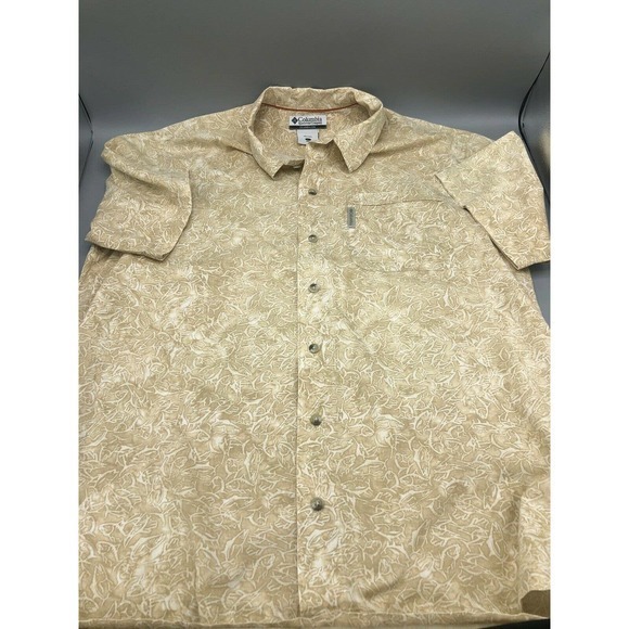 Columbia Mens Large Cream Color Camp Shirt Large - Picture 9 of 11